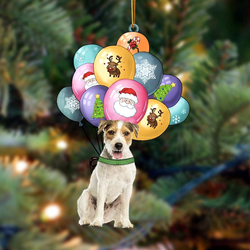 Dog Christmas Ornament, Parson Russell Terrier With Balloons Christmas Ornament, Pet Christmas Ornaments