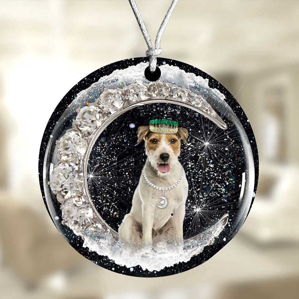 Dog Christmas Ornament, Parson Russell Terrier With Crown Diamond Ornament, Pet Christmas Ornaments