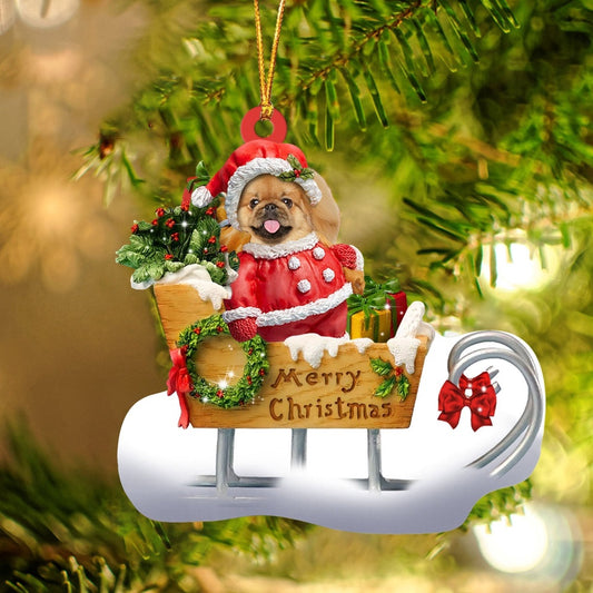 Dog Christmas Ornament, Pekingese Merry Christmas Ornament, Pet Christmas Ornaments