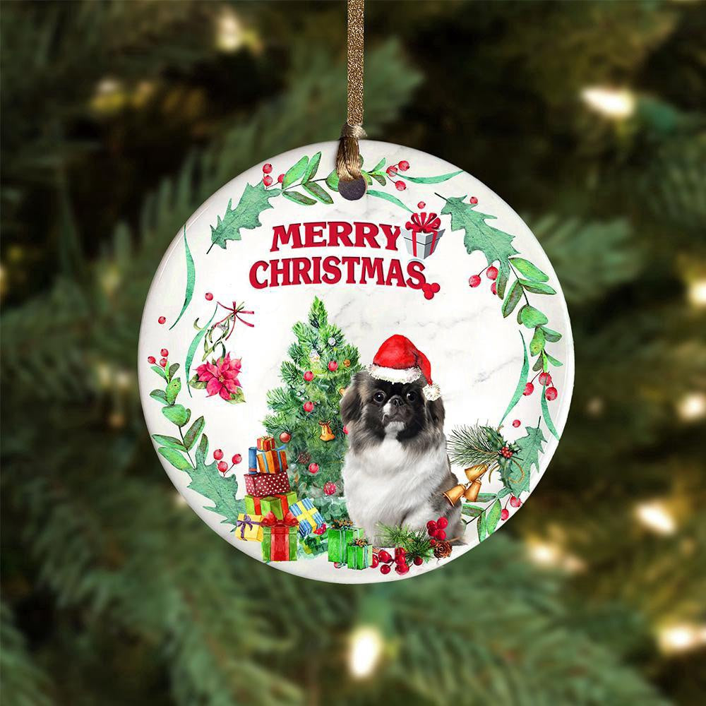 Dog Christmas Ornament, Pekingese Tree Merry Christmas Ornament, Pet Christmas Ornaments