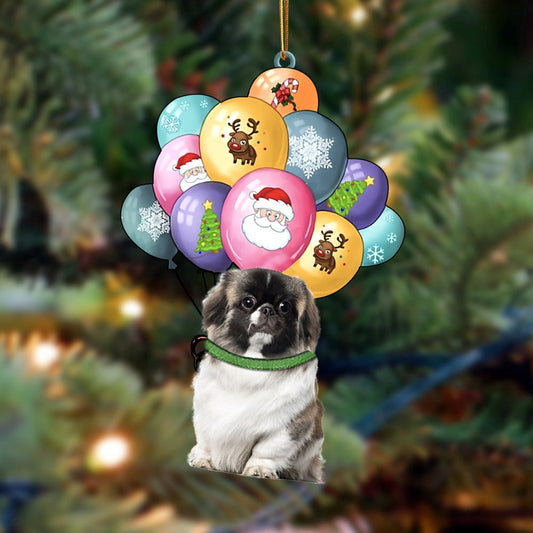 Dog Christmas Ornament, Pekingese With Balloons Christmas Ornament, Pet Christmas Ornaments