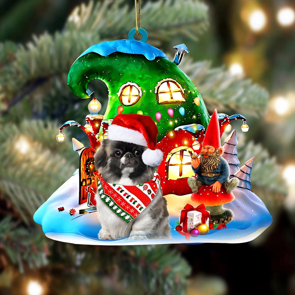 Dog Christmas Ornament, Pekingese With Rudolph'S House Christmas Ornament, Pet Christmas Ornaments
