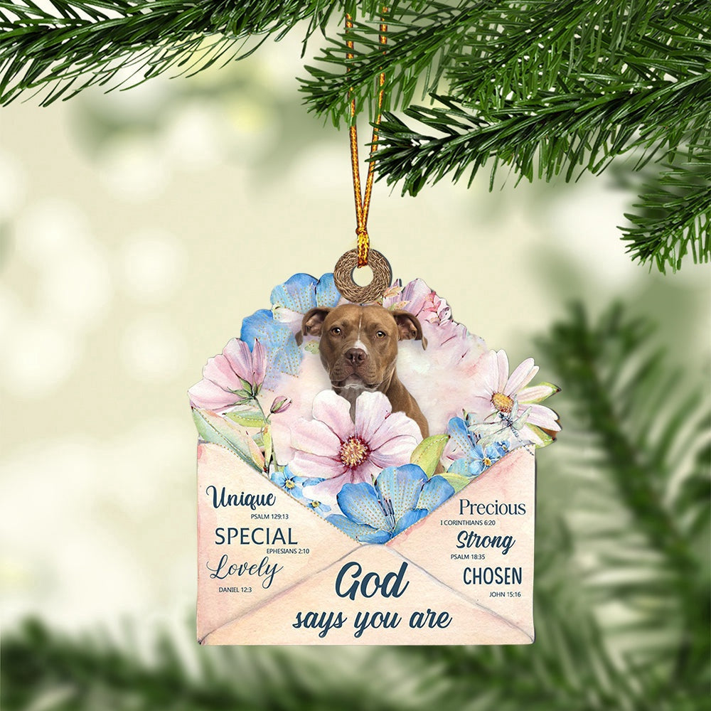 Dog Christmas Ornament, Pit Bull God Says You Ornament, Pet Christmas Ornaments