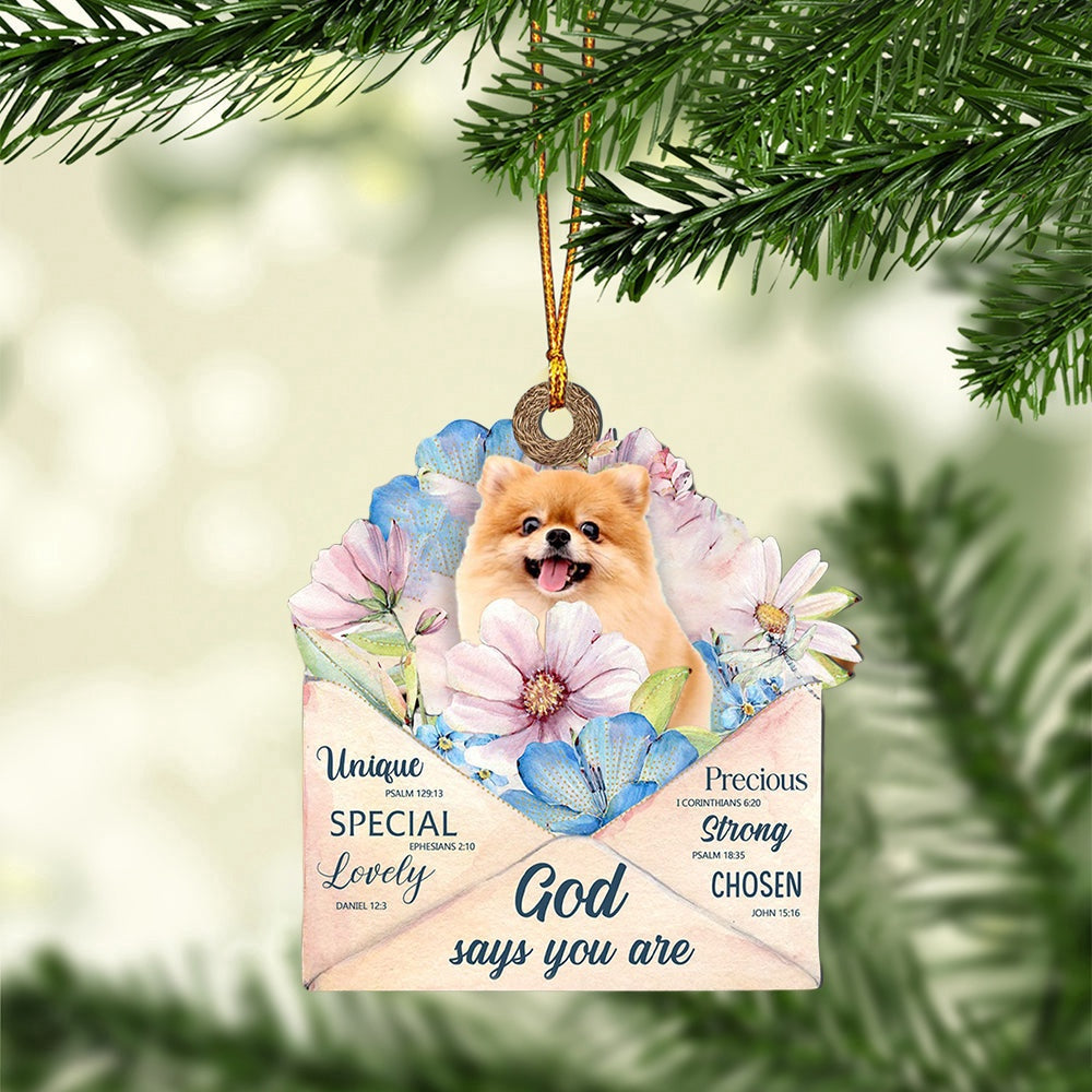 Dog Christmas Ornament, Pomeranian God Says You Ornament, Pet Christmas Ornaments