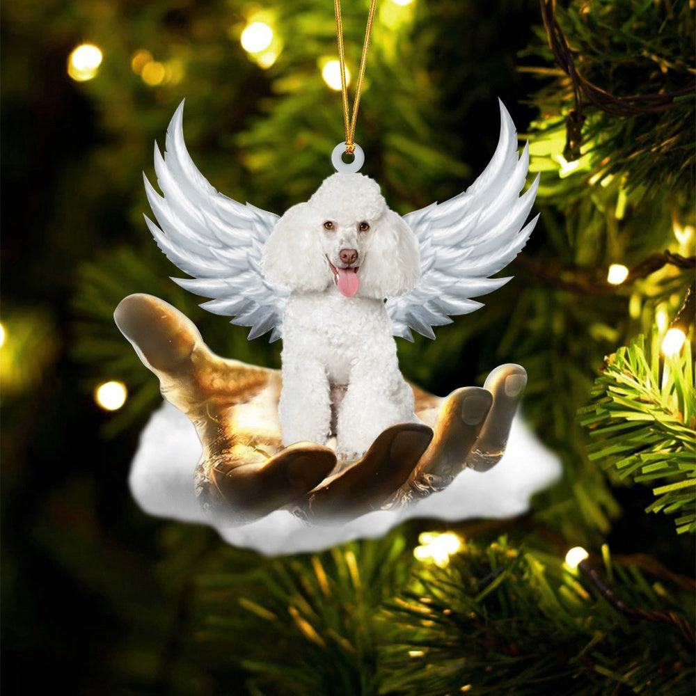 Dog Christmas Ornament, Poodle 2 On The Hands Of Jesus Ornament, Pet Christmas Ornaments