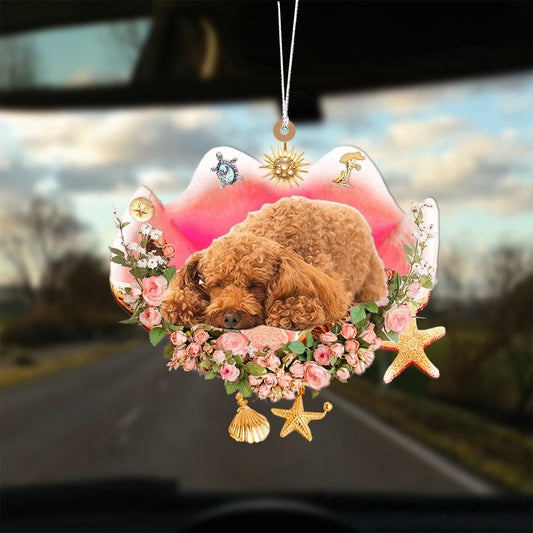 Dog Christmas Ornament, Poodle 2 Sleeping In The Seashell Ornament, Pet Christmas Ornaments