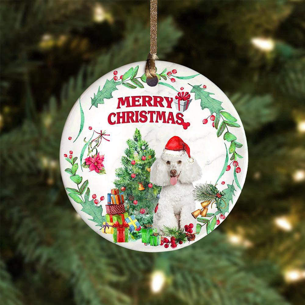 Dog Christmas Ornament, Poodle Tree Merry Christmas Ornament, Pet Christmas Ornaments