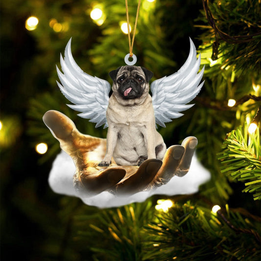 Dog Christmas Ornament, Pug Funny On The Hands Of Jesus Ornament, Pet Christmas Ornaments
