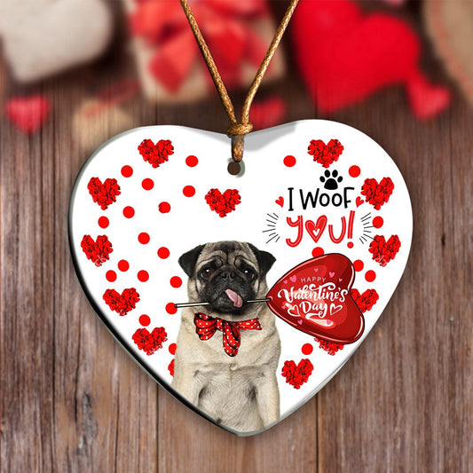 Dog Christmas Ornament, Pug Happy Valentine'S Day Ornament, Pet Christmas Ornaments