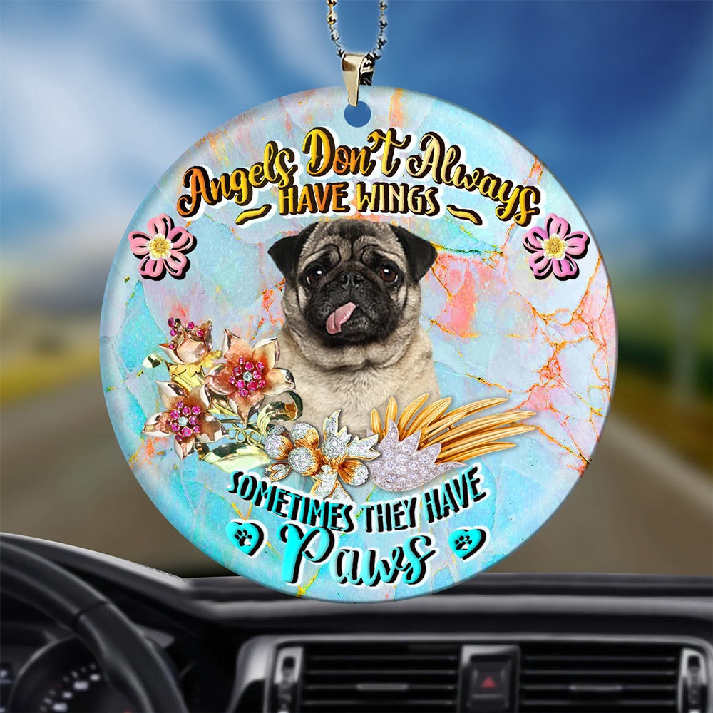 Dog Christmas Ornament, Pug Sometimes They Have Paws Ornament, Pet Christmas Ornaments