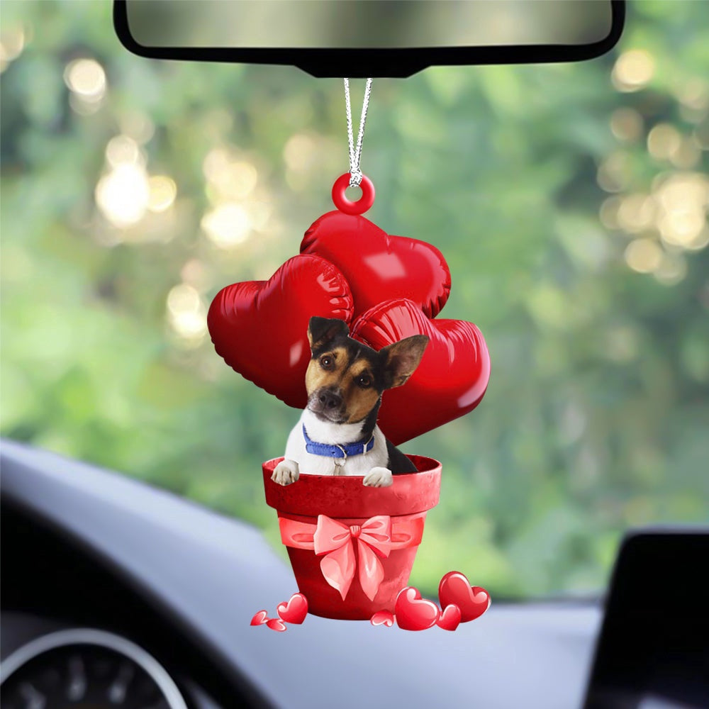 Dog Christmas Ornament, Rat Terrier Red Heart Balloon Ornament, Pet Christmas Ornaments