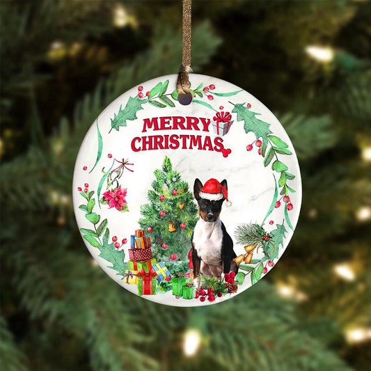 Dog Christmas Ornament, Rat Terrier Tree Merry Christmas Ornament, Pet Christmas Ornaments