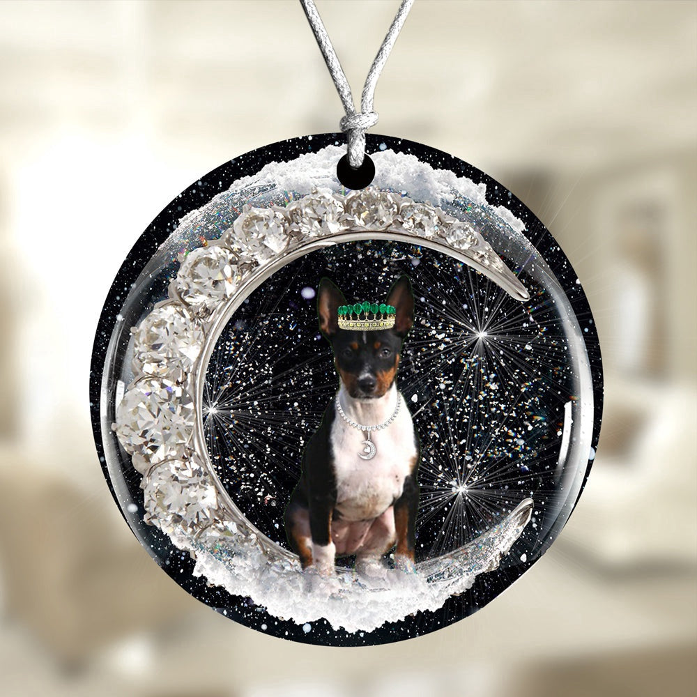 Dog Christmas Ornament, Rat Terrier With Crown Diamond Ornament, Pet Christmas Ornaments