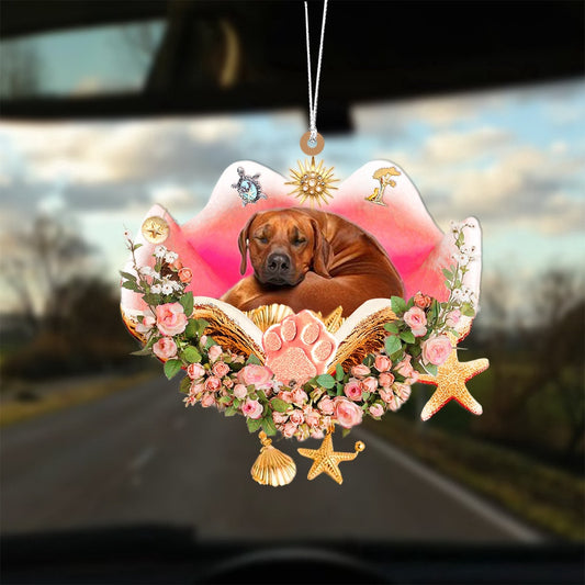 Dog Christmas Ornament, Rhodesian Ridgeback Sleeping In The Seashell Ornament, Pet Christmas Ornaments