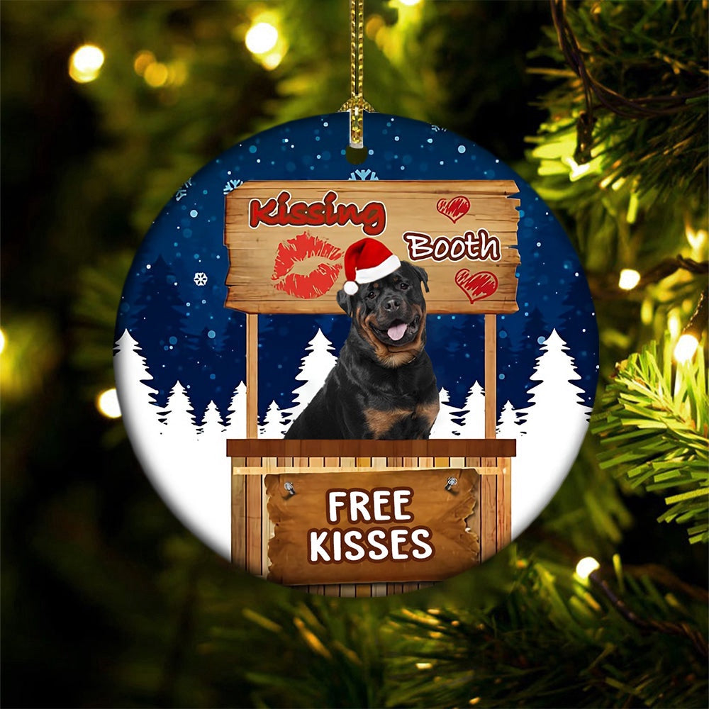 Dog Christmas Ornament, Rottweiler 2 Kissing Booth Christmas Ornament, Pet Christmas Ornaments
