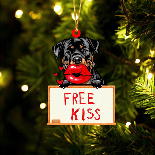 Dog Christmas Ornament, Rottweiler Free Kiss Christmas Ornament, Pet Christmas Ornaments