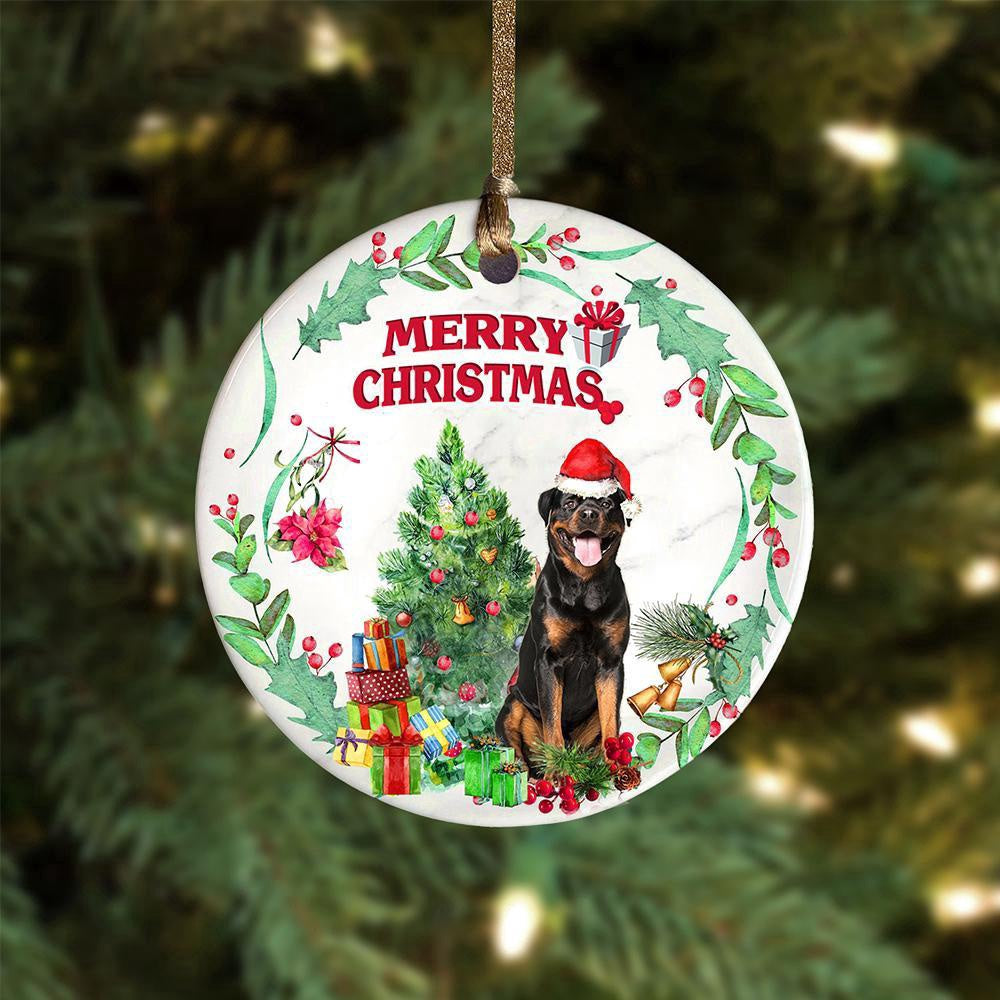 Dog Christmas Ornament, Rottweiler Tree Merry Christmas Ornament, Pet Christmas Ornaments