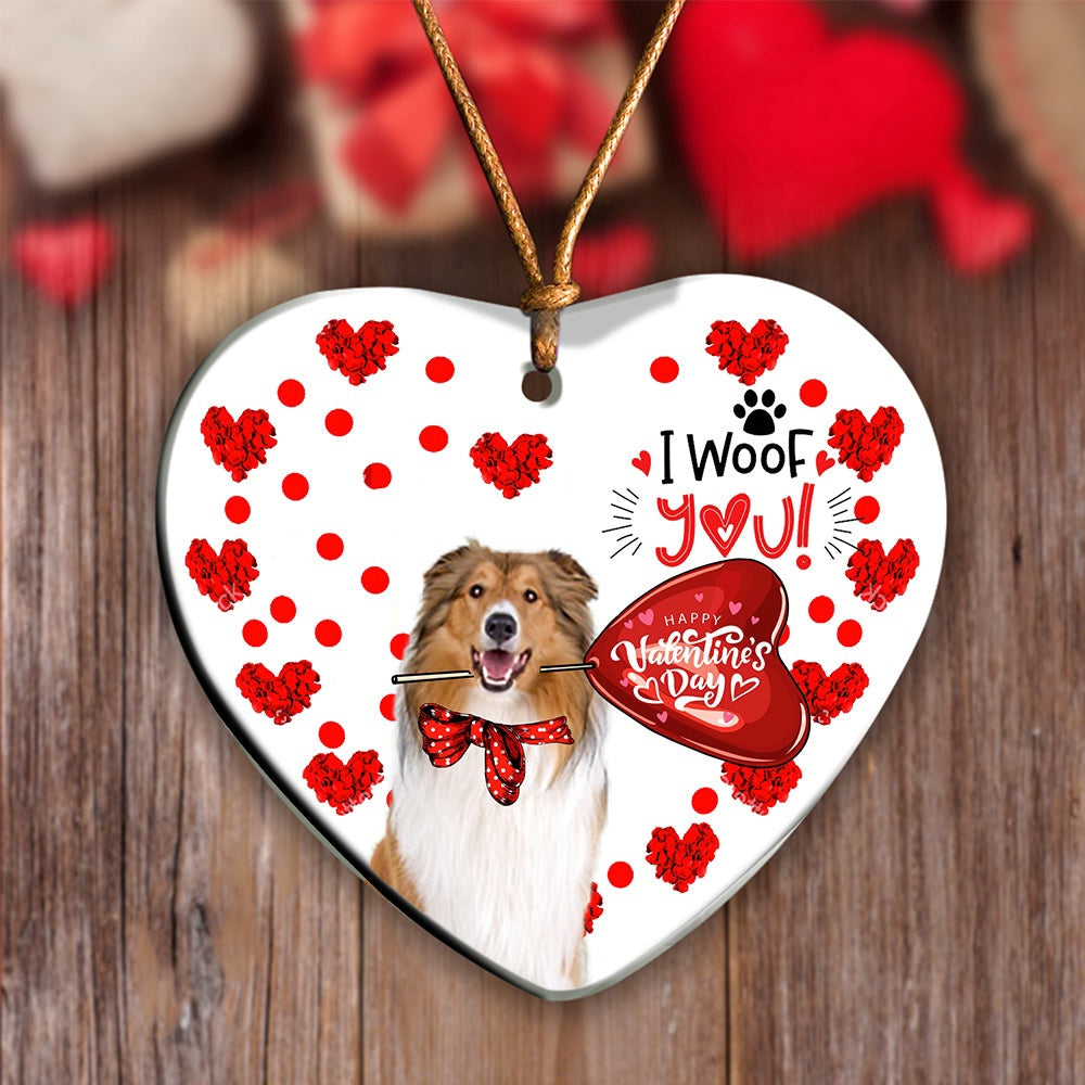 Dog Christmas Ornament, Rough Collie Happy Valentine'S Day Ornament, Pet Christmas Ornaments