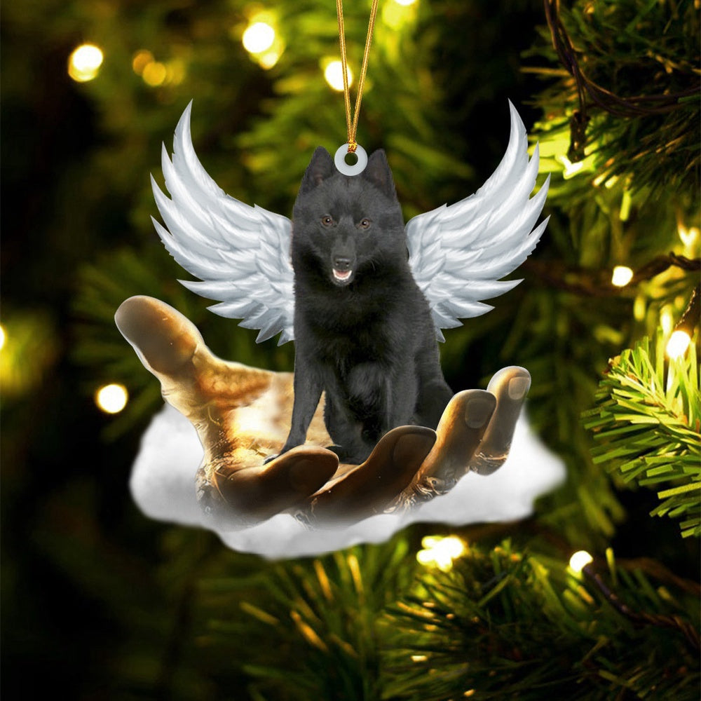 Dog Christmas Ornament, Schipperke On The Hands Of Jesus Ornament, Pet Christmas Ornaments