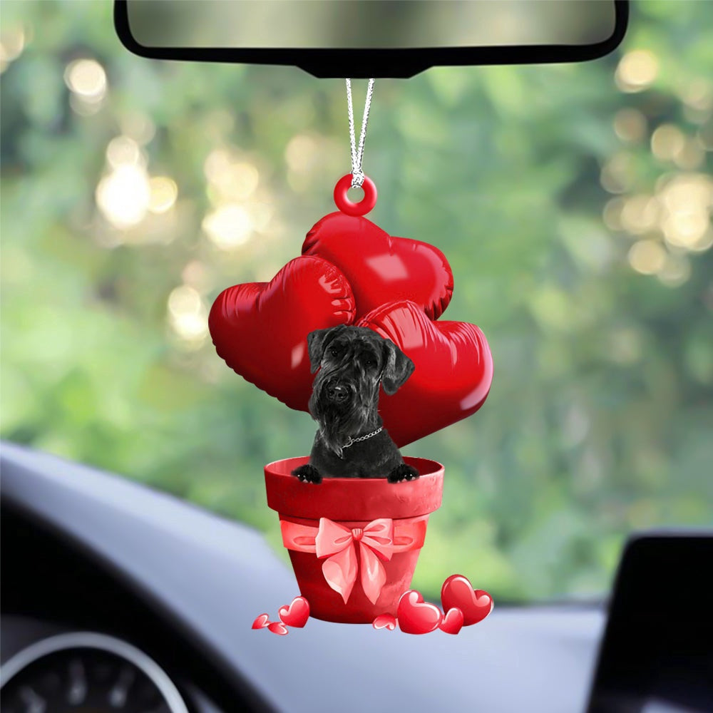Dog Christmas Ornament, Schnauzer Red Heart Balloon Ornament, Pet Christmas Ornaments