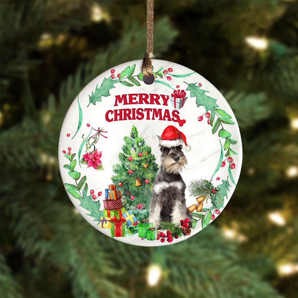 Dog Christmas Ornament, Schnauzer Tree Merry Christmas Ornament, Pet Christmas Ornaments