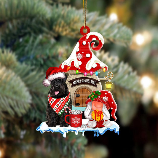 Dog Christmas Ornament, Schnauzer With Mushroom House Christmas Ornament, Pet Christmas Ornaments