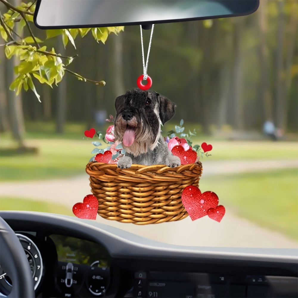 Dog Christmas Ornament, Schnauzer With Rose & Heart Ornament, Pet Christmas Ornaments