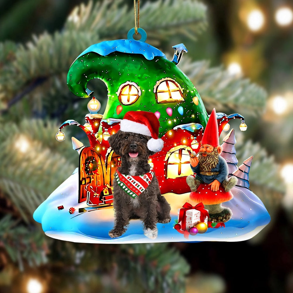 Dog Christmas Ornament, Schnoodle With Rudolph'S House Christmas Ornament, Pet Christmas Ornaments