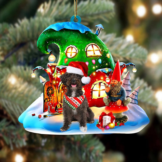 Dog Christmas Ornament, Schnoodle With Rudolph'S House Christmas Ornament, Pet Christmas Ornaments