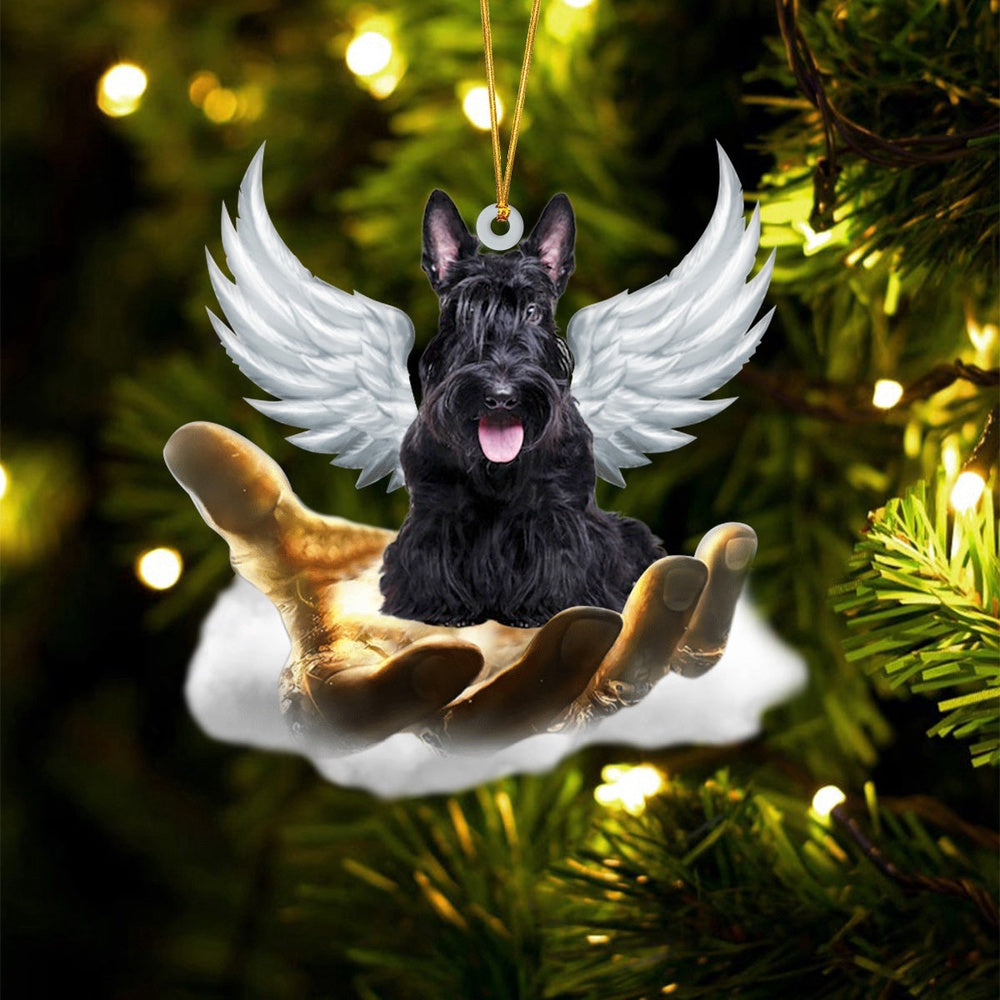 Dog Christmas Ornament, Scottish Terrier On The Hands Of Jesus Ornament, Pet Christmas Ornaments