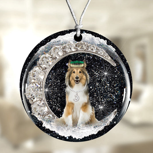 Dog Christmas Ornament, Shetland Sheepdog With Crown Diamond Ornament, Pet Christmas Ornaments