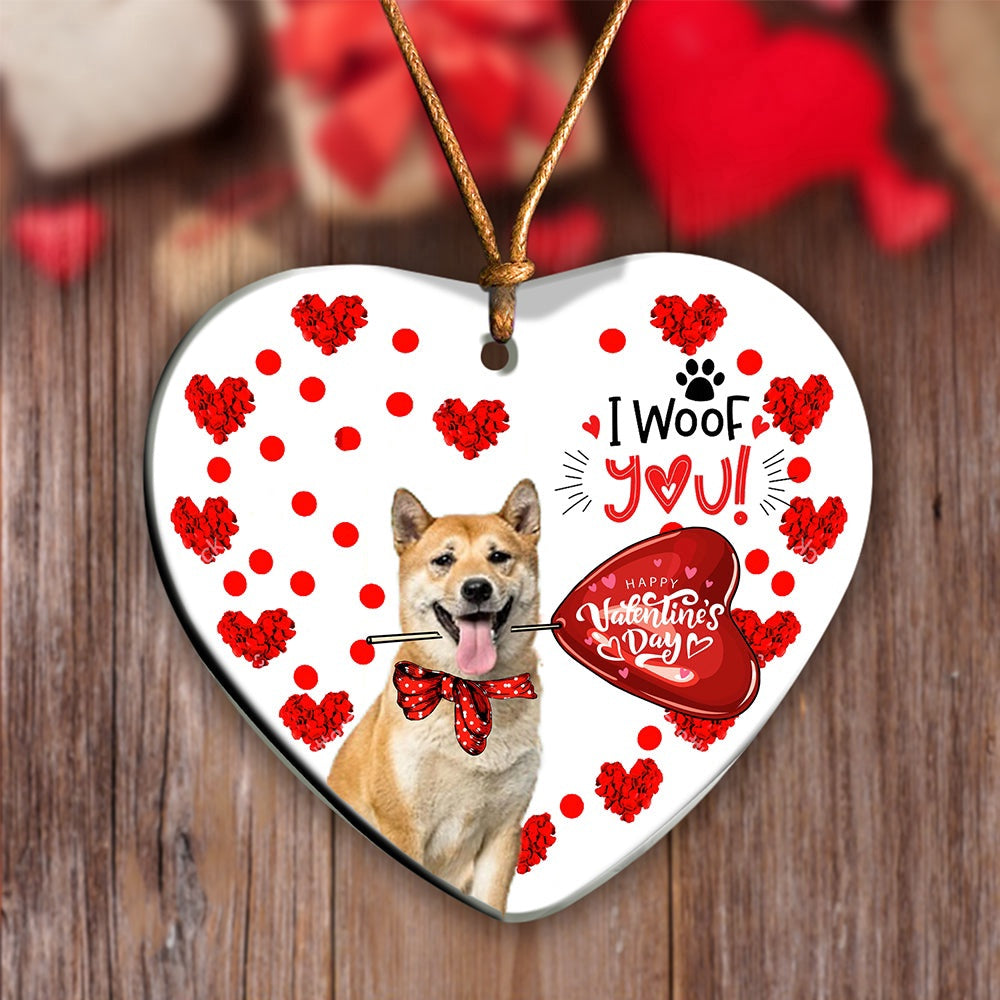Dog Christmas Ornament, Shiba Inu Happy Valentine's Day Ornament, Pet Christmas Ornaments