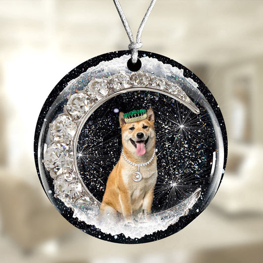 Dog Christmas Ornament, Shiba Inu With Crown Diamond Ornament, Pet Christmas Ornaments