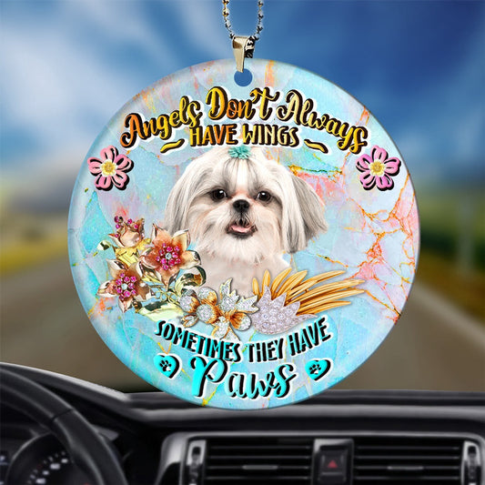 Dog Christmas Ornament, Shih Tzu 2 Sometimes They Have Paws Ornament, Pet Christmas Ornaments