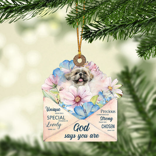 Dog Christmas Ornament, Shih Tzu God Says You Ornament, Pet Christmas Ornaments