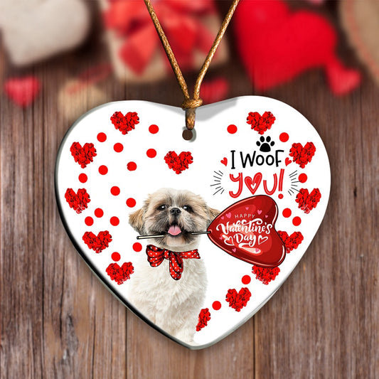 Dog Christmas Ornament, Shih Tzu Happy Valentine's Day Ornament, Pet Christmas Ornaments