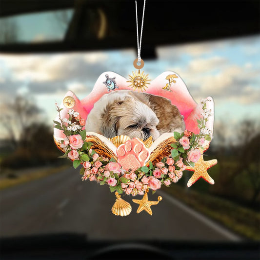 Dog Christmas Ornament, Shih Tzu Sleeping In The Seashell Ornament, Pet Christmas Ornaments