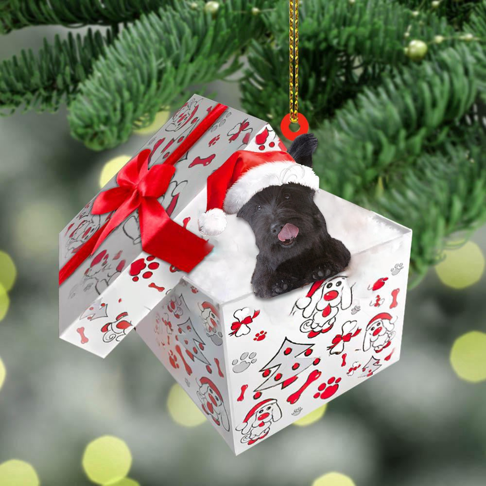 Dog Christmas Ornament, Skye Terrier In Gift Box Christmas Ornament, Pet Christmas Ornaments
