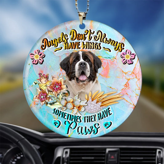 Dog Christmas Ornament, St Bernard Sometimes They Have Paws Ornament, Pet Christmas Ornaments