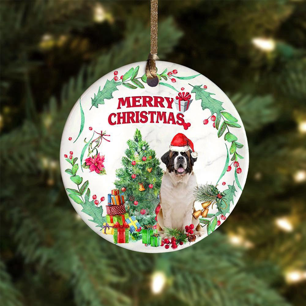Dog Christmas Ornament, St Bernard Tree Merry Christmas Ornament, Pet Christmas Ornaments