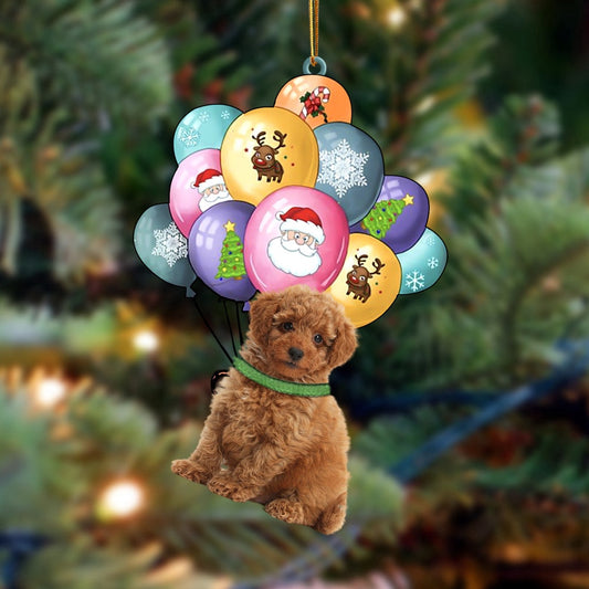 Dog Christmas Ornament, Toy Poodle With Balloons Christmas Ornament, Pet Christmas Ornaments