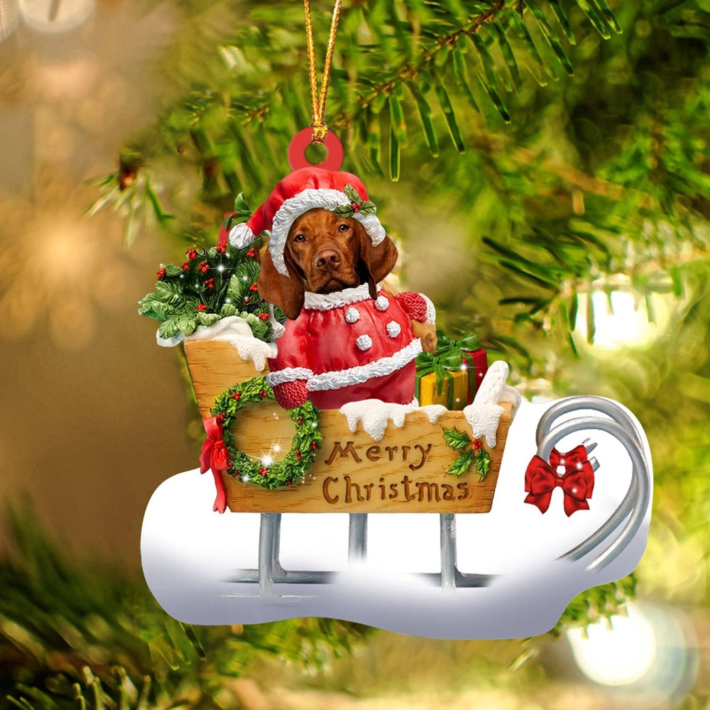 Dog Christmas Ornament, Vizsla Merry Christmas Ornament, Pet Christmas Ornaments