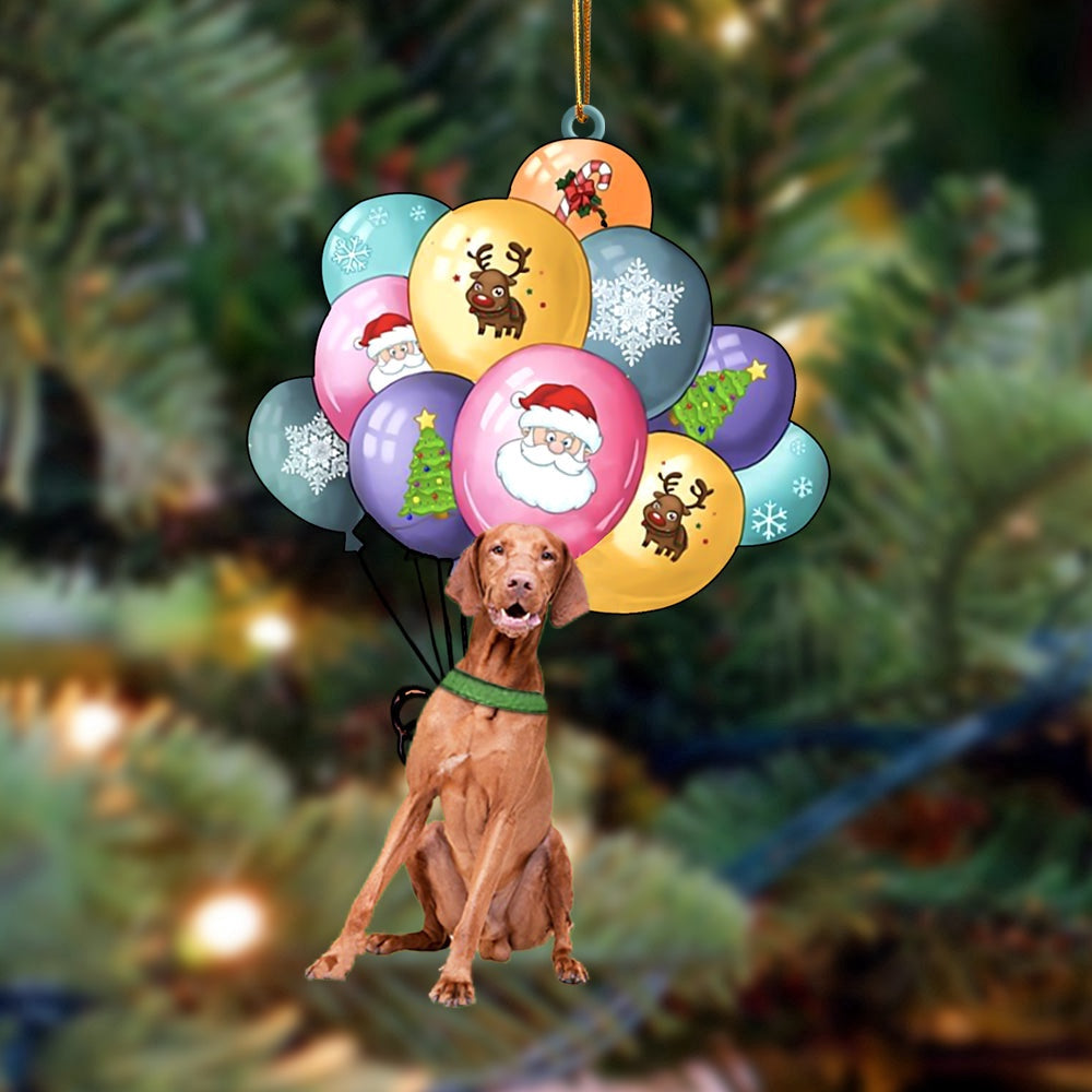 Dog Christmas Ornament, Vizsla With Balloons Christmas Ornament, Pet Christmas Ornaments