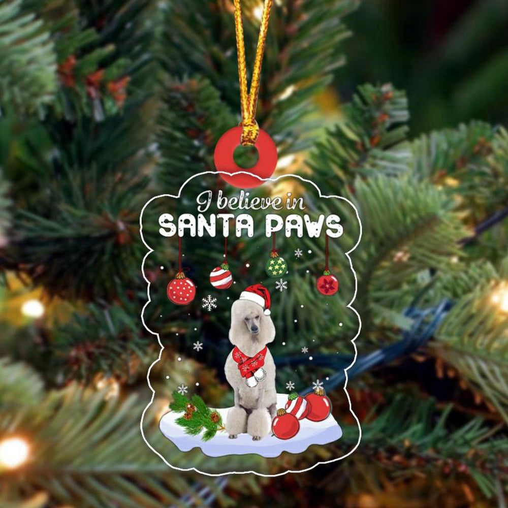 Dog Christmas Ornament, WHITE Standard Poodle Christmas Ornament, Pet Christmas Ornaments