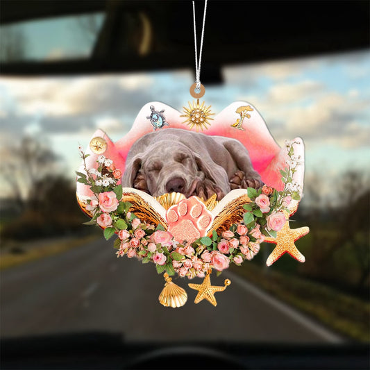 Dog Christmas Ornament, Weimaraner Sleeping In The Seashell Ornament, Pet Christmas Ornaments