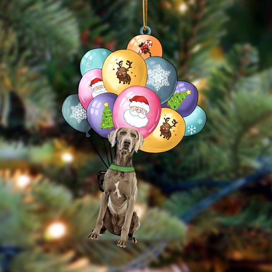 Dog Christmas Ornament, Weimaraner With Balloons Christmas Ornament, Pet Christmas Ornaments