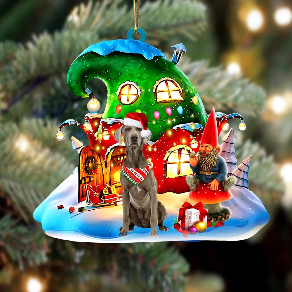 Dog Christmas Ornament, Weimaraner With Rudolph's House Christmas Ornament, Pet Christmas Ornaments
