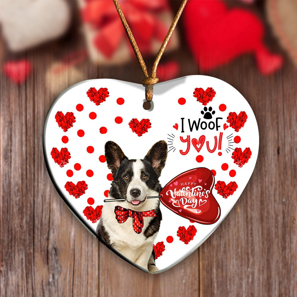 Dog Christmas Ornament, Welsh Corgi Happy Valentine's Day Ornament, Pet Christmas Ornaments