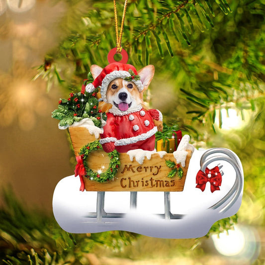 Dog Christmas Ornament, Welsh Corgi Merry Christmas Ornament, Pet Christmas Ornaments