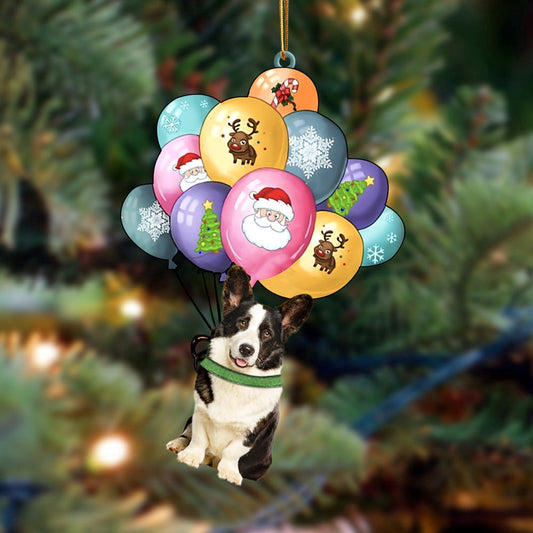 Dog Christmas Ornament, Welsh Corgi With Balloons Christmas Ornament, Pet Christmas Ornaments